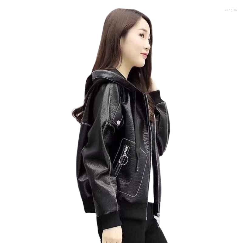 

Women' Leather Spring Autumn And Winter Korean Version Of Loose Short Fleece Warm Women' Casual Large Size Coat Jacket, Red