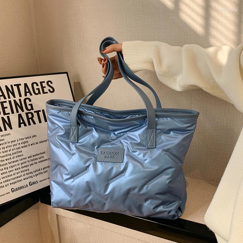 

Evening Bags Black Padded Handbags Designer Quilted Women Shoulder Bag Luxury Nylon Down Cotton Handbag Large Shopper Winter Feather Tote, Champagne