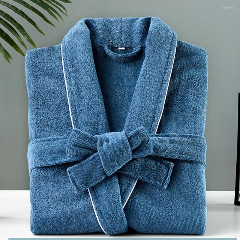 

Men's Sleepwear Women Winter Towel Bathrobe Men Cotton Bath Robes Unisex Dressing Gown Long Shower Sleep Terry Robe, Blue
