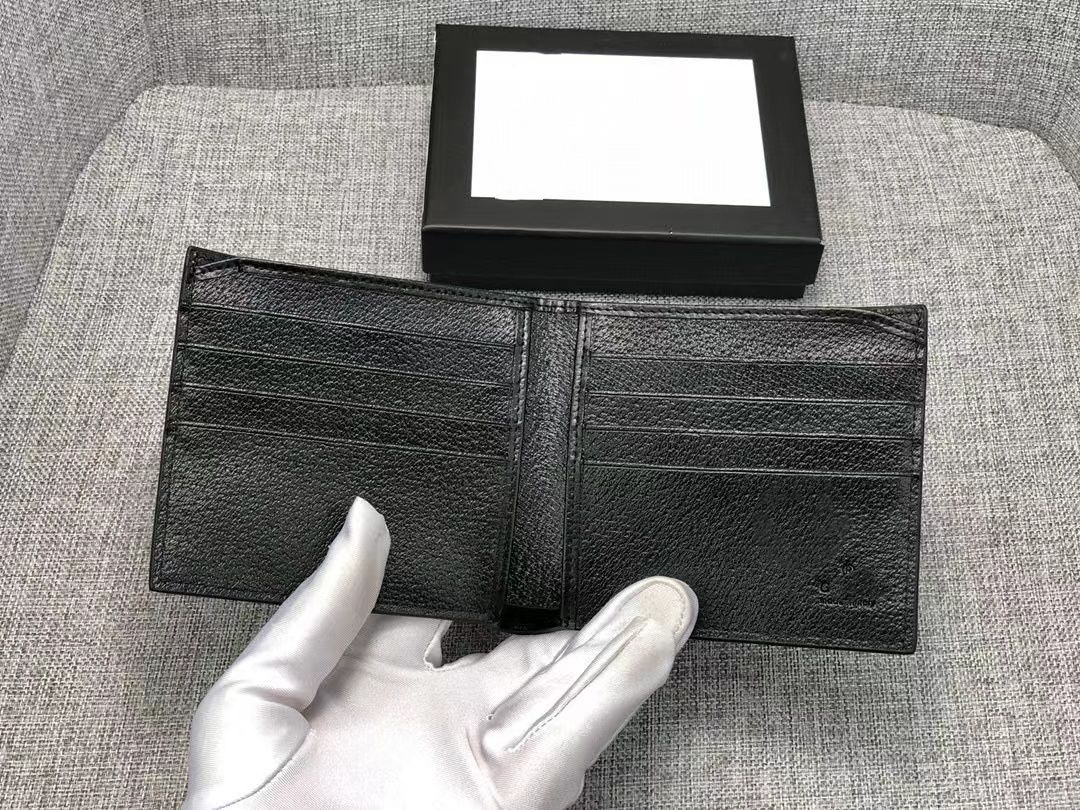 

Luxury Brand Leather Unisex Wallet Classic Designer Metal Bee Letter Short Wallets Design Women's Large Zipper Clutch Bags Long Wallets Card Holders, Black