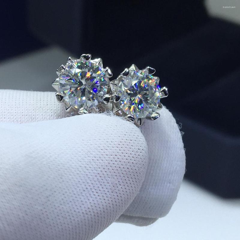 

Stud Earrings Geoki Luxury 925 Sterling Silver Total 2 Ct Perfect Cut Passed Diamond Test D Color VVS1 Moissanite Snowflake