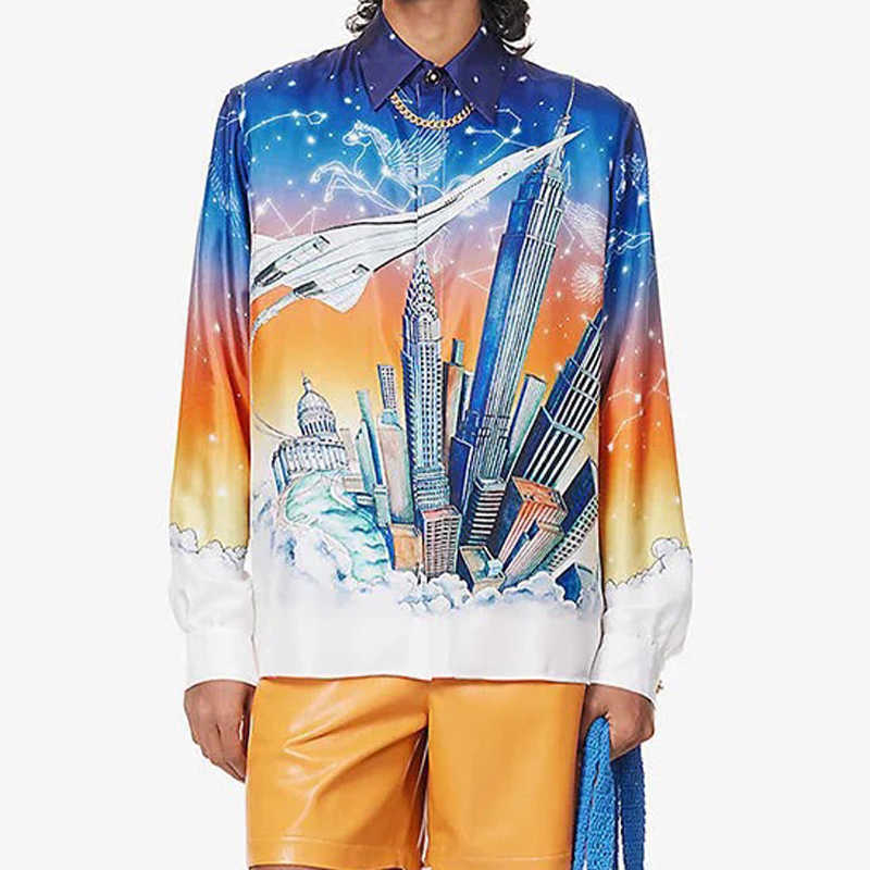 

22SS Casabblannca Air Constellation City Shirts Man Women Fashion Summer Beach Vacation Long Sleeve Hawaii FZCS162, As pics