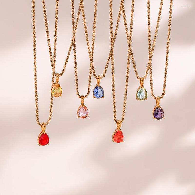 

Chains 2022 Fashion Trend Elegant Jewelry Crystal Circle Waterdrop Pendant Necklace Golden Color Unquie Women Gifts