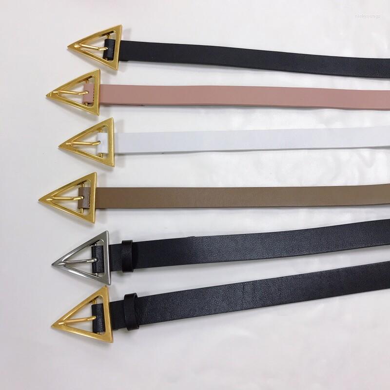 

Belts Triangular Needle Belt With Double Leather Soft Head Layer Formal Dress Pin Buckle Women's Simple, Black
