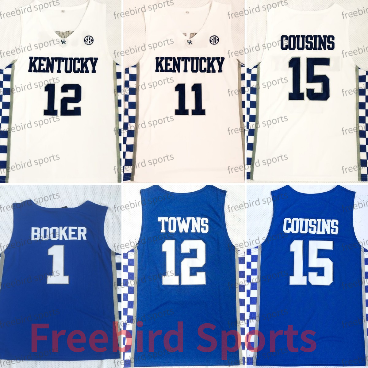 

NCAA 12 Karl Anthony Towns Basketball Jersey Booker 15 DeMarcus Cousins 11 John Wall White Blue Black Mens College Jerseys Stitched, Men jersey