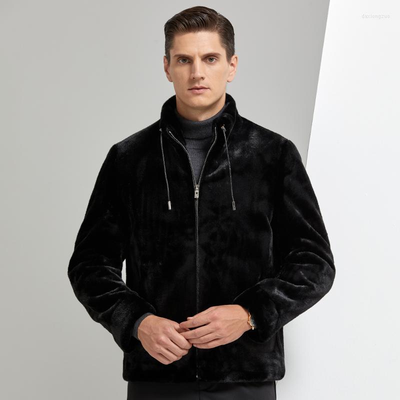 

Men's Jackets 2022 Winter Men's Casual Warm Jacket Stand-up Collar Velvet For Men Black Short Thick Fur Coat Size M-4XL