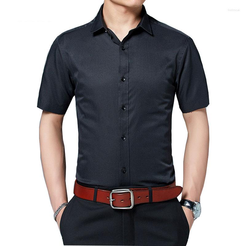 

Men' Casual Shirts Summer Men' Short-sleeved Shirt Korean Slim Youth Solid Color Large Size 5XL Clothing Wholesale, Black