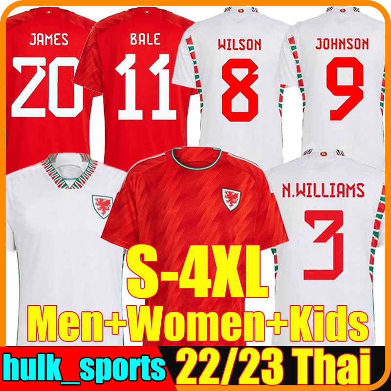 

XXXL 4XL 22/23 Wales Soccer Jerseys BALE WILSON ALLEN RAMSEY wes National Team Football Shirt Rodon VOKES ROBERTS Moore men women kids kit uniforms, 22-23 home