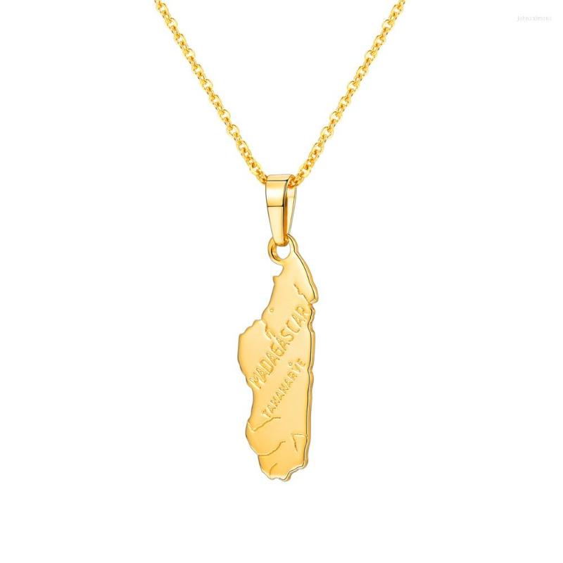 

Pendant Necklaces Collare Madagascar Jewelry Map Men Africa Country Pendants Gold Color African Malagasy Maps Women P644