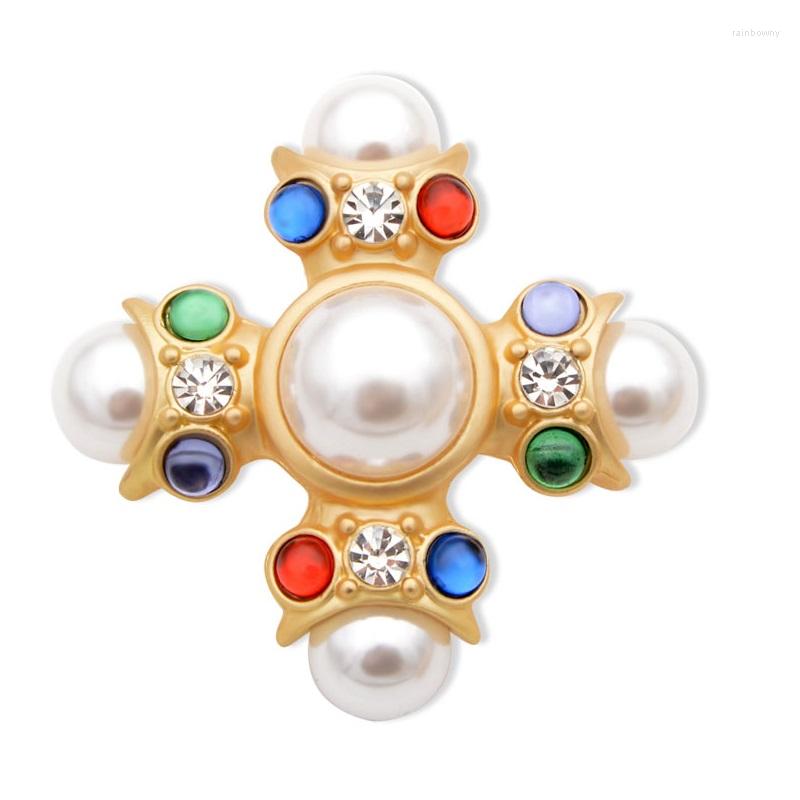 

Brooches CINDY XIANG Baroque Large Cross For Women Colorful Beads Inlay Design Fashion Pin Spring Style Gift