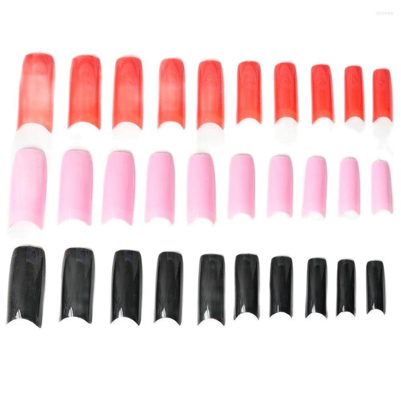

False Nails 100Pcs French Half-Cover 10Sizes Square Pre-shape Long Nail Tips DIY Acrylic Squares Styling Extension Fake Nails#TD, Black
