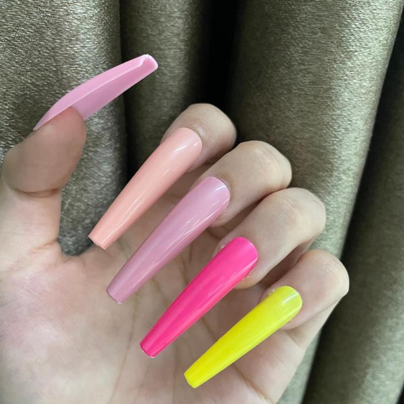 

False Nails 120Pcs/box XXL Long Full Ballerina Colorful Mix Removable Beautiful Press On Manicure Tool For Nail Art, Mixcb-03