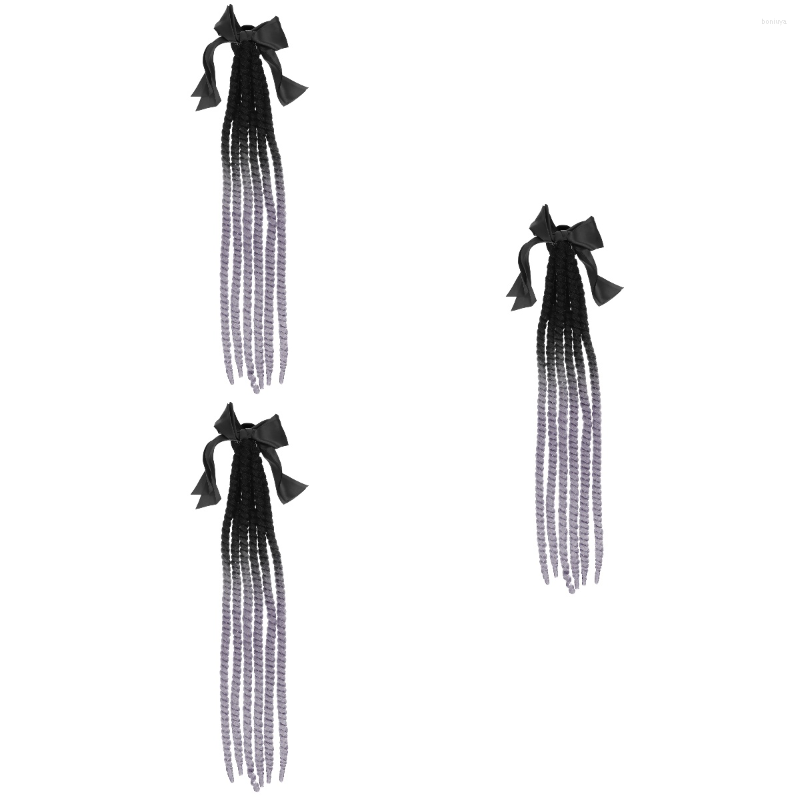 

Motorcycle Helmets 3 Decoration Dreadlocks Ponytail Adornment, Black grey