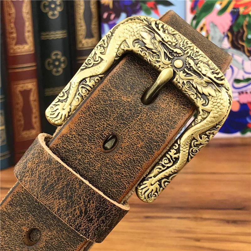 

Belts Brass Double Belt Buckle Men Cowboy Jeans Leather Male Strap Wide Ceinture Homme Riem MBT0098, Black
