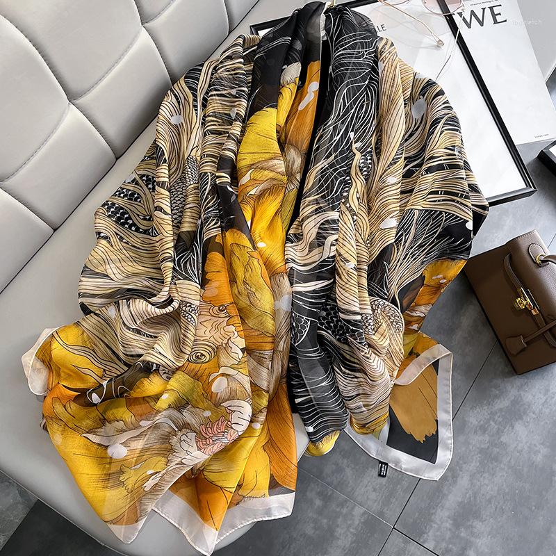 

Scarves 2022 Chiffon Shawl Women 130x180cm Spring Autumn Temperament Large Silk Scarf Female Wrap Summer Sunscreen Hijab Beach