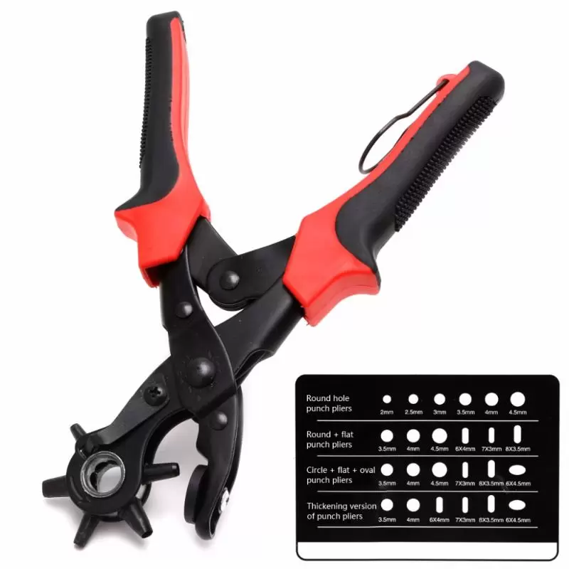 

Belts Sized Heavy Duty Leather Belt Eyelet Holes Punch Pliers Revolving Hand Punches kDT, Black
