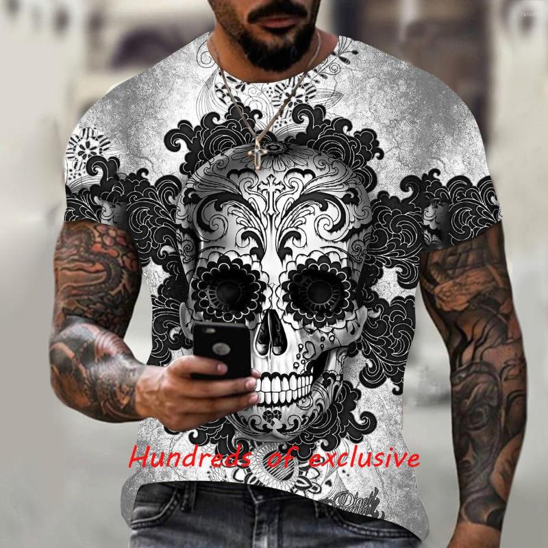 

Men's T Shirts T-Shirt 3D Printing Fashion Horror Skull Street Personality Short-Sleeved Wild Loose Oversized Men Top 110-6Xl, Bj147-black