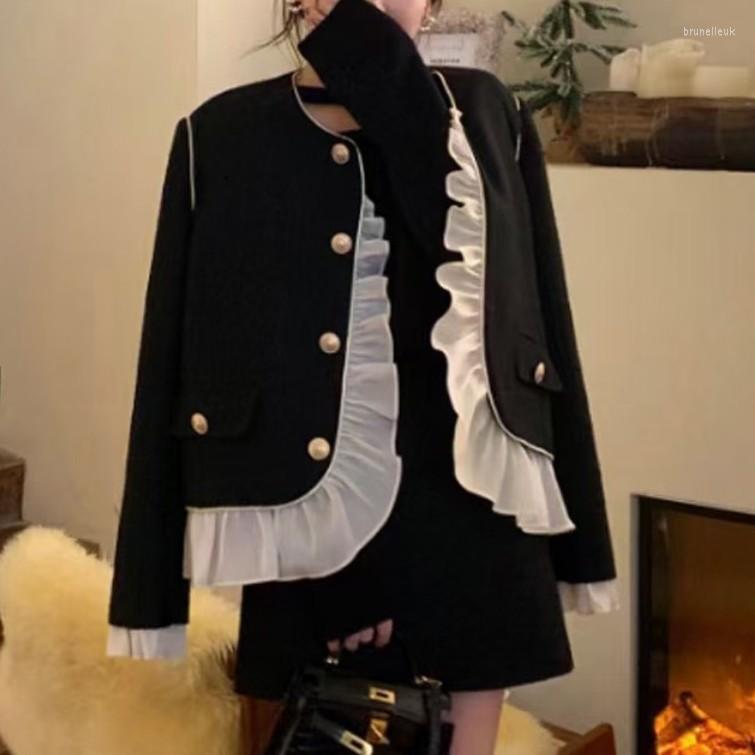 

Women's Knits Woman Sweater Cardigan O-neck Long Sleeve Ruffled Hemsingle Breasted Pockets Fashion Woman's Clothing Drop RZ1230, Randomcolor