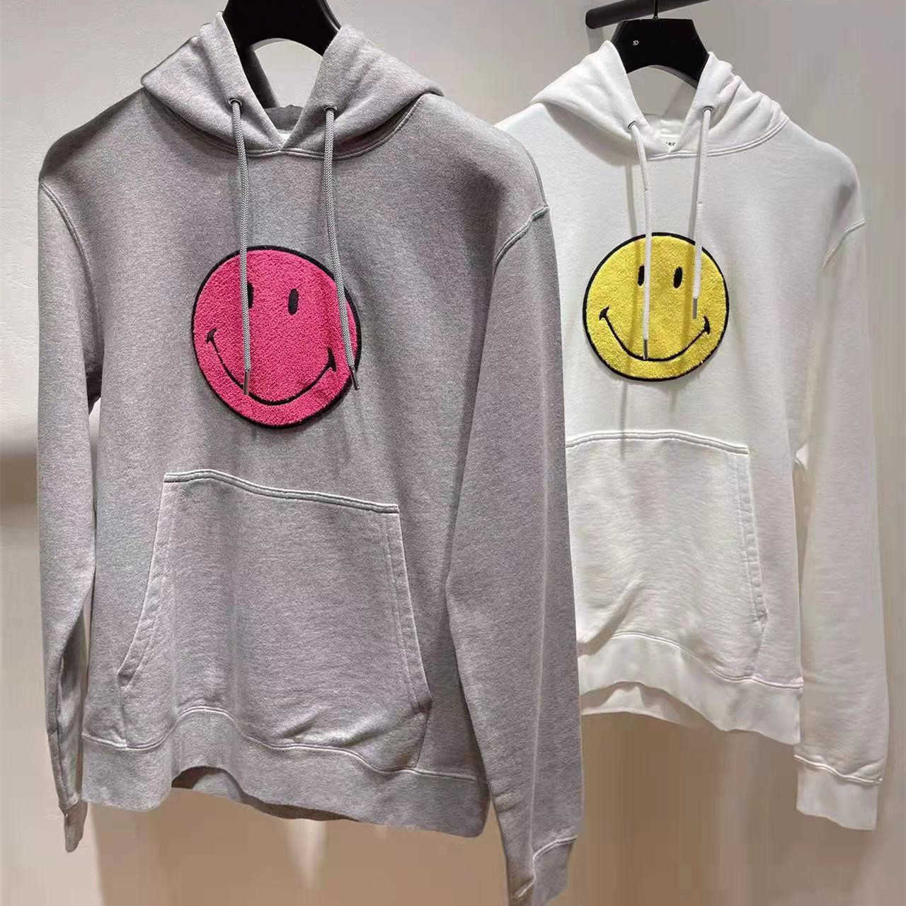 

Women's Hoodies Sweatshirts 2022 spring and summer new smiley face embroidery hooded, White