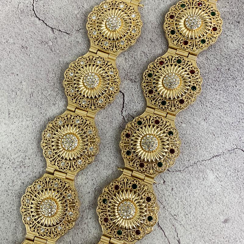 

Belts Moroccan Style Caftan Sunflower Pattern Metallic Belt For Ladies Jewelry Hollow Flower Wedding Dress Waist Chain, Black