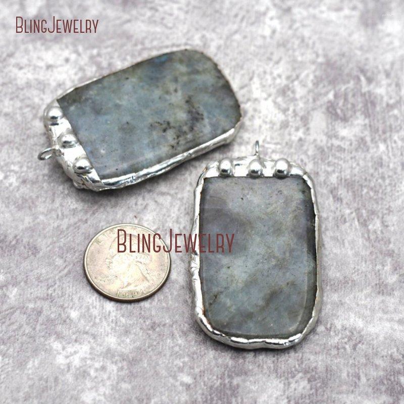 

Pendant Necklaces Solder Silver Labradorite Rectangle Charm Link 35x62mm PM29206