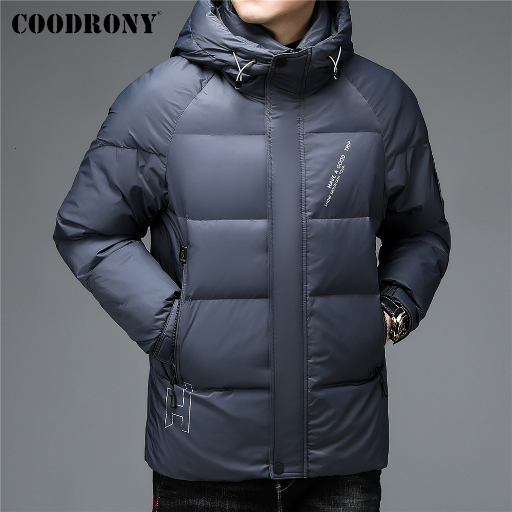 

Men' Down Parkas COODRONY Brand 90% White Duck Jacket Men Casual Hooded Coats Winter Arrival Thick Warm Parka Windbreaker Overcoat Z8166 221114, Blue gray