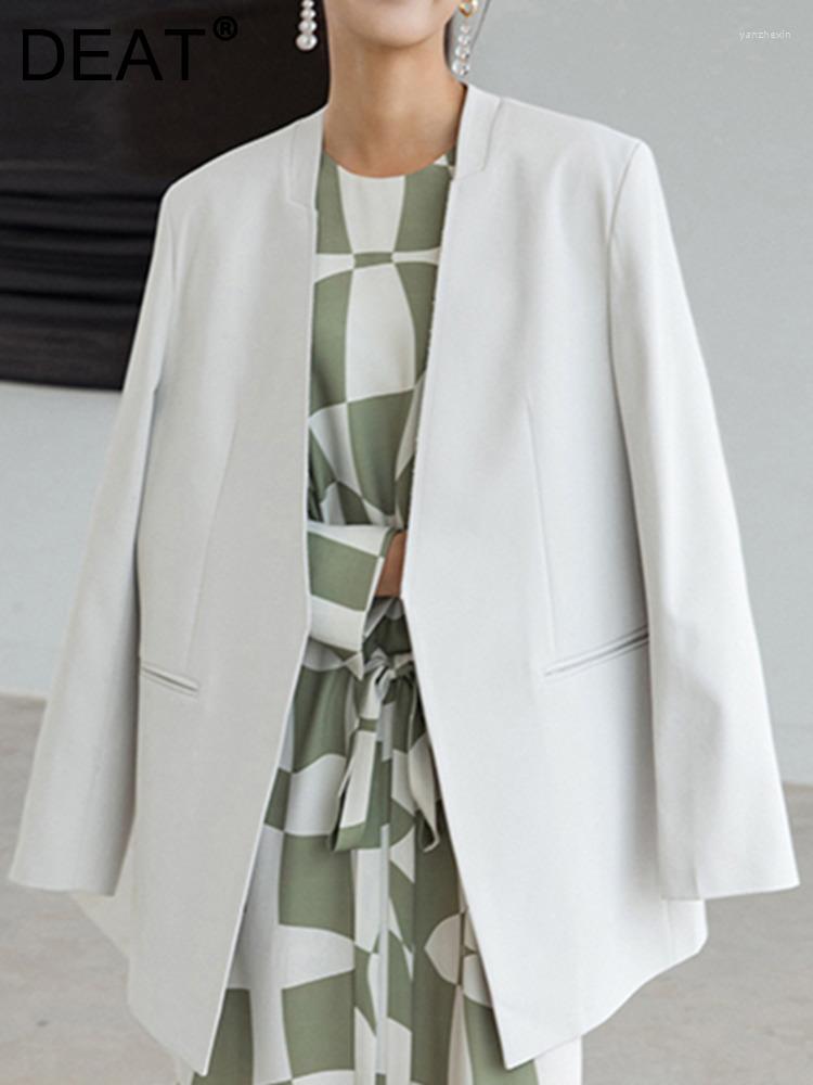 

Women' Suits Fashion Women' Blazer Simple Collarless Burrs Rear Fork Loose Long Sleeve Grey Suit Jackets Female Autumn 2022, Classic black