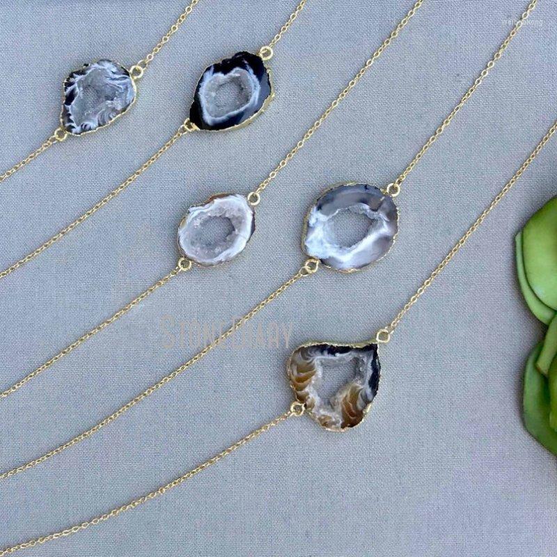 

Pendant Necklaces NM36629 14k Gold Filled Black Geode Druzy Slice Bohemian Boho Natural Agate Necklace Bridesmaid Gift Idea