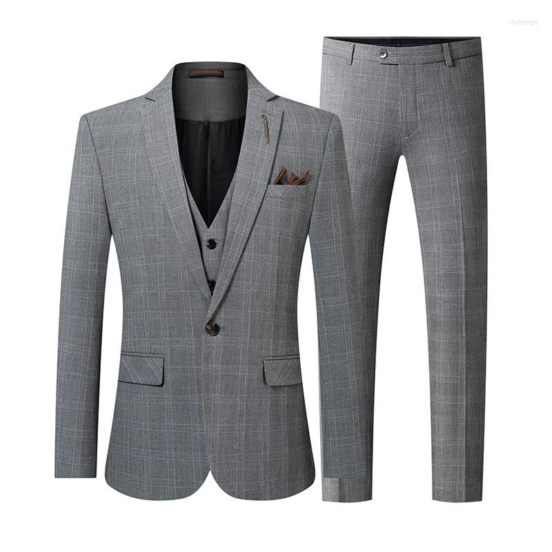 

Men's Suits 2022 Autumn Winter Men Plaid Trend Leisure Slim Handsome Suit British Style High Quality Dress Drop Ship, Gray