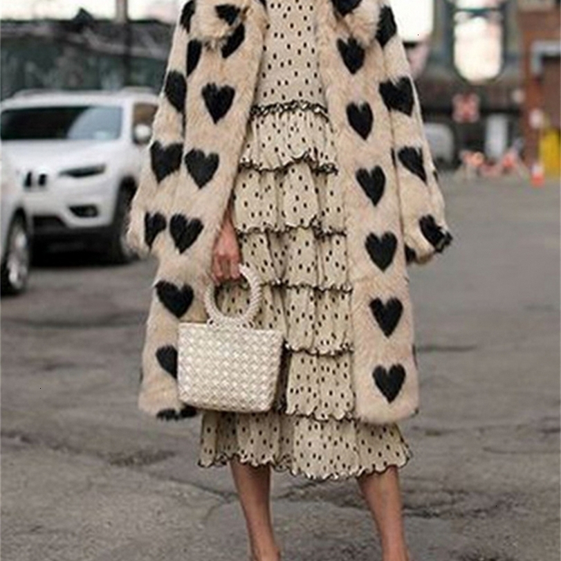 

Womens Wool Blends Winter Warm Faux Fur Coat Love Pattern Long Turn Down Collar Plush Classic Loose 221113, As picture