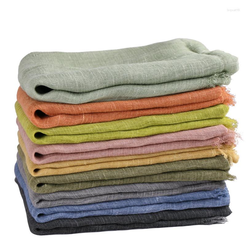 

Scarves Big Size Linen Cotton Scarf Women Plain Tassel Shawl Soft Muslim Hijab Headscarf Arab Turban Tippet Foulard Femme