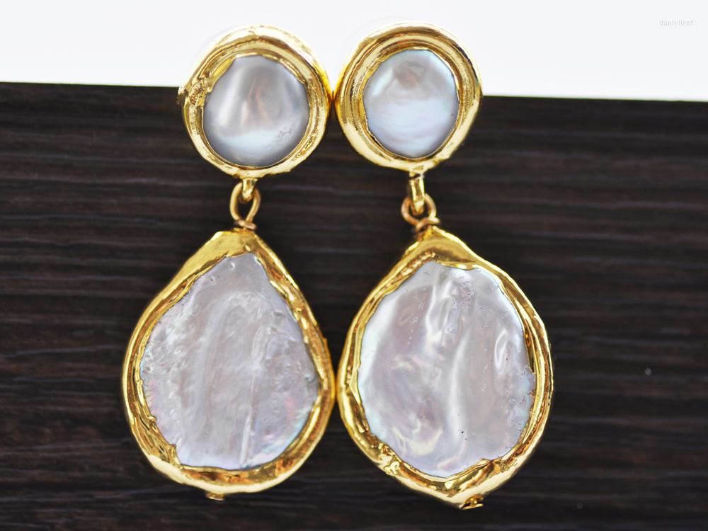 

Dangle Earrings Z10486 24mm White Coin Pearl Gold-Plating Earring