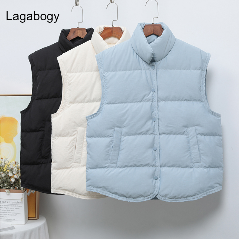 

Women's Vests Lagabogy Winter Women Ultra Light Down Vest Female Casual Loose Waistcoat White Duck Gilet Single-Breasted Coat 221114, Brown