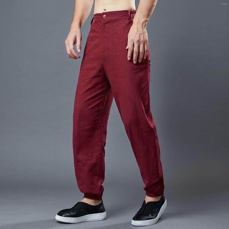 

Active Pants Autumn Men Sport Pant Cotton Linen Loose Sweatpants Bloomers Running Jogger Fitness Gym Athletic Casual Yoga Activewear, Khaki