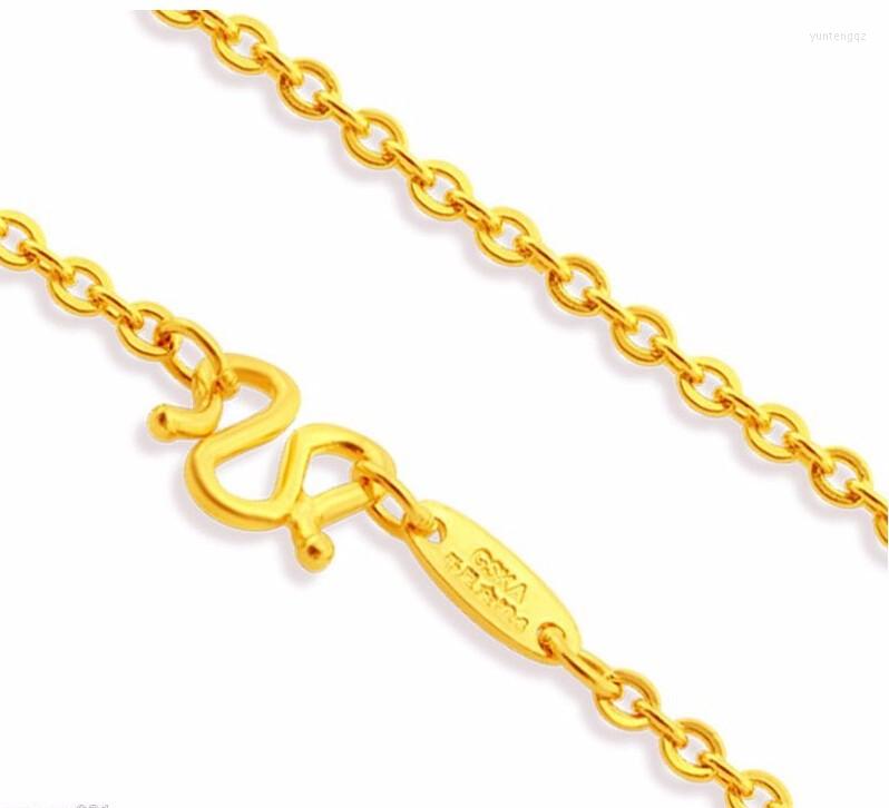 

Chains Authentic 999 Solid 24K Yellow Gold Necklace/ Carved O Shape Link Chain / 2.58g