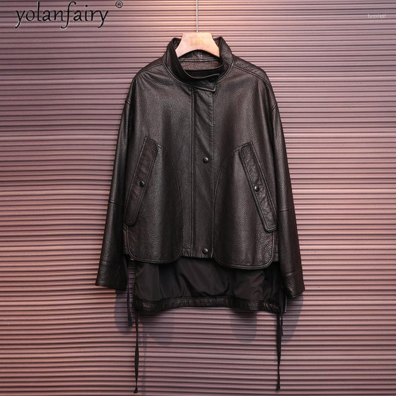 

Women' Leather Fashion Genuine Jacket Women Spring 2022 Sheepskin Coat Female Casual Jackets Chaqueta Cuero Mujer Pph4658, Black