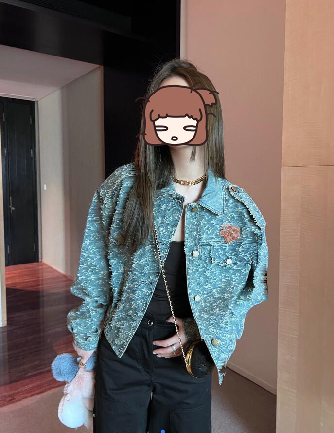 

22 Women' Jackets denim coat printed denim flower craft age reducing outerwear jacket single breasted square neck d enim c oat 1114, Customize