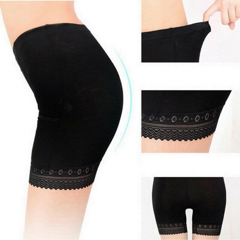 

Women's Panties Summer Women Pocket Lace Safety Shorts Pants Female No Curling Base Insurance Ladies Girls Plus Size Solid Elastic, Black
