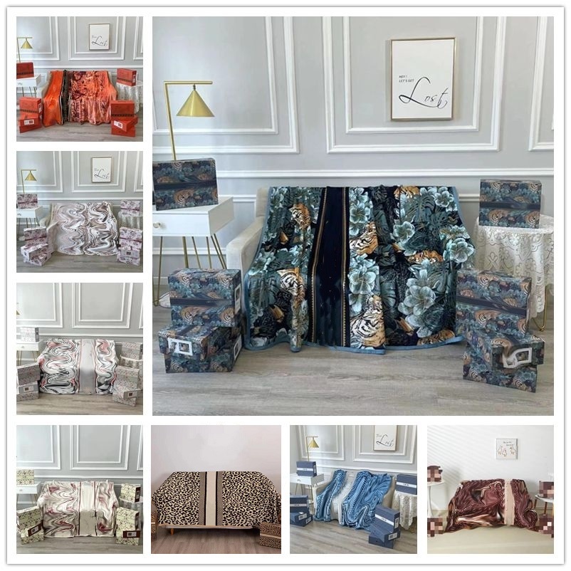 

Designer Blanket Fashion Soft Coral Fleece Blankets Shawl Towel Luxury Brand Printed Sofa Throw Blanket Four Seasons Office Nap Quilt