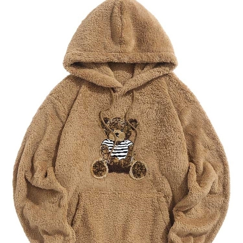 

Mens Hoodies Sweatshirts Hooded for Men Fluffy Teddy Bear Pattern Fall Winter Streetwear Pullover Casual Long Sleeves Tops 221111, Purple