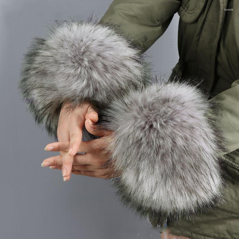 

Knee Pads Fashion Faux Fur Cuffs Arm Warmers Wristband Wrist Sleeve Gloves Protector Winter Elastic Slap On 2pcs, A1