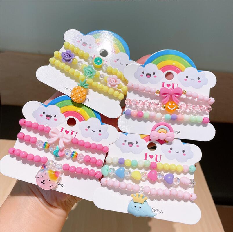 

Multi styles Girl Lucky Jewelry Bracelet Set Cartoon Flower Unicorn Design Children Cute bracelets Kids Christmas Birthday gift, Mix / tell me choice