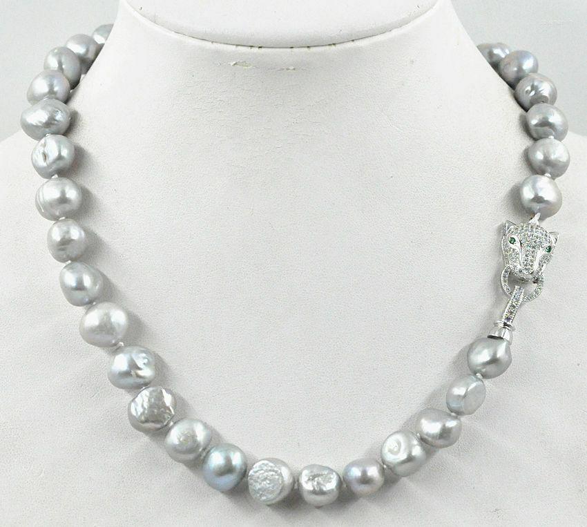 

Chains Natural 10-11 Mm Gray Baroque Freshwater Pearl Necklace 18"