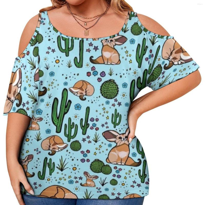 

Shirt Cute Fennec T Cactus Desert Print Pretty Shirts Short Sleeve Casual Tees Summer Pattern Clothes Plus Size 3XL 4XL, Style-7