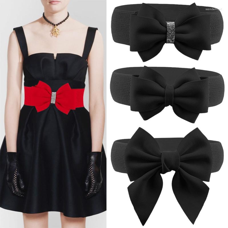 

Belts Women Fashion Elasticity Waist Strap Bowknot Decor Belt All-match Waistband, Red