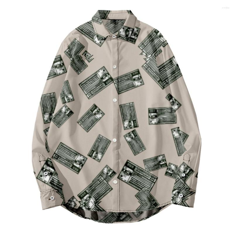 

Men's Casual Shirts 2022 Fashion Long Sleeve Shirt 3D Slim Fit Men's Social Leisure Radio Pattern Formal Large, Beige