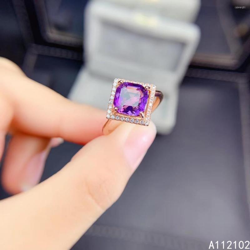 

Cluster Rings KJJEAXCMY Fine Jewelry S925 Sterling Silver Inlaid Natural Amethyst Girl Classic Ring Support Test Chinese Style With Box