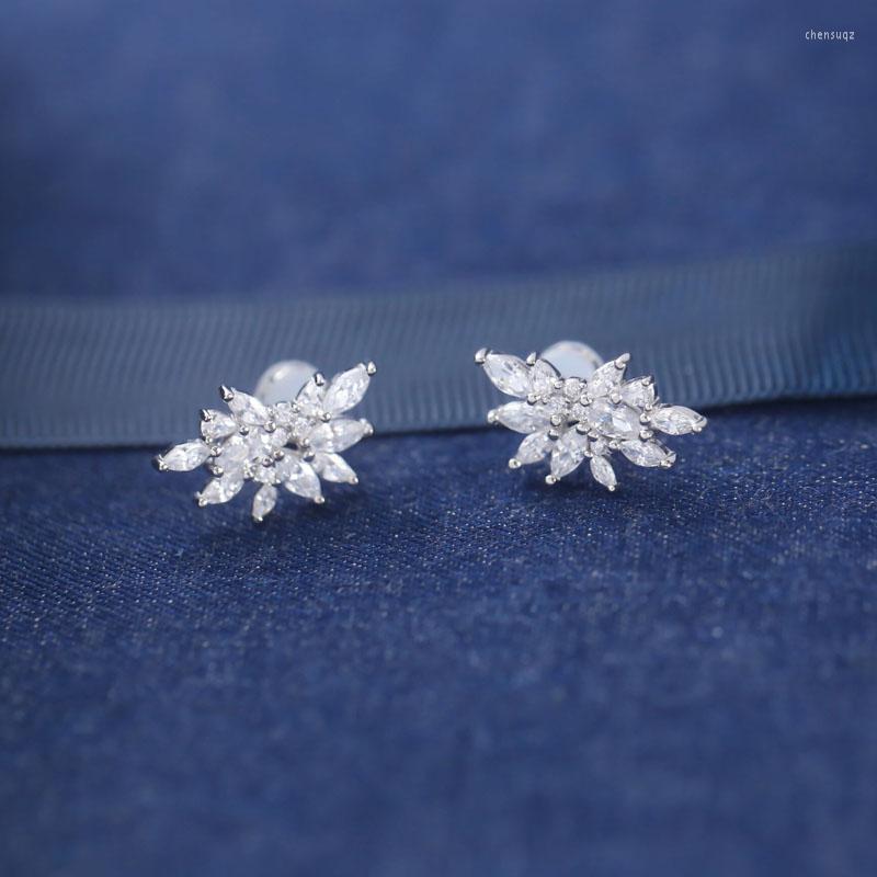 

Stud Earrings SLJELY Fashion Real S925 Sterling Silver Shinning Festival Spark Micro Cubic Zirconia Women Party Fine Jewelry