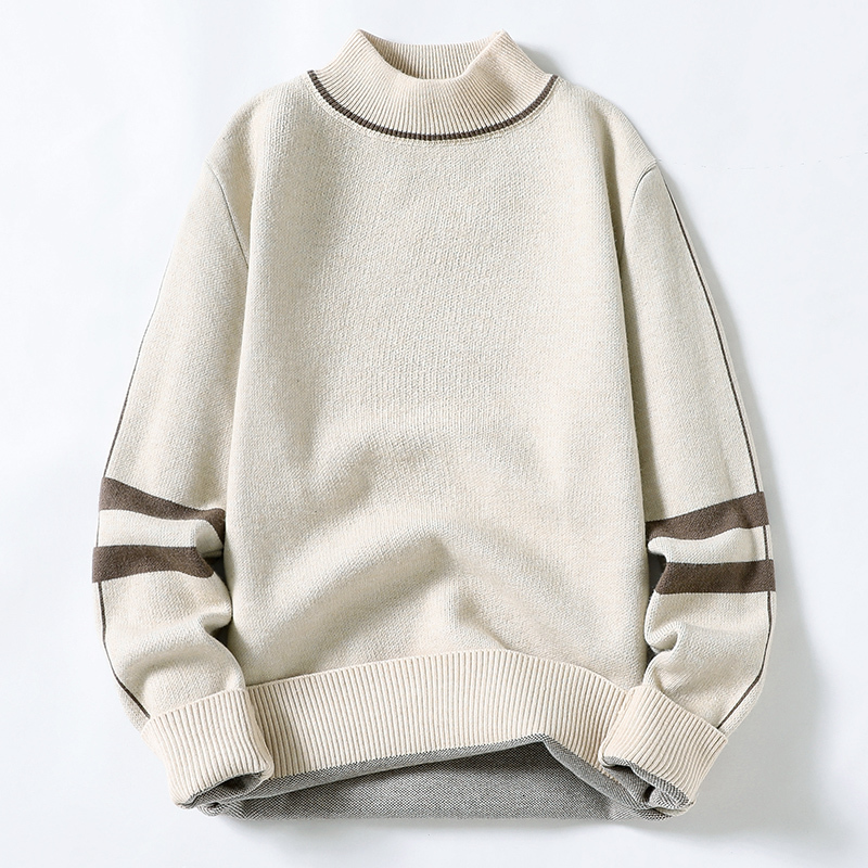 

Men's Sweaters Autumn Winter Men's Fashion Casual Slim Fit High Quality Sweater Men's Plus Velvet Thick Warm Large Size Sweater MY21 221111, Beige