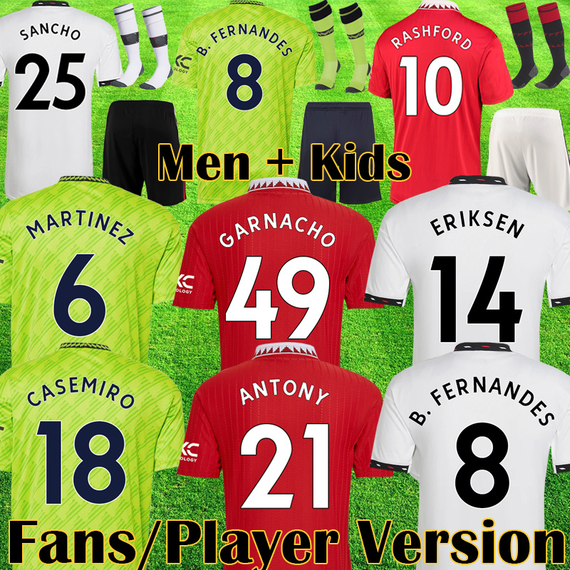 

22 23 Antony Sancho Casemiro Soccer Jerseys Garnacho Fans Player Version Women Mans Utds Fernandes Manchesters Rashford Football Top Shirt, Away